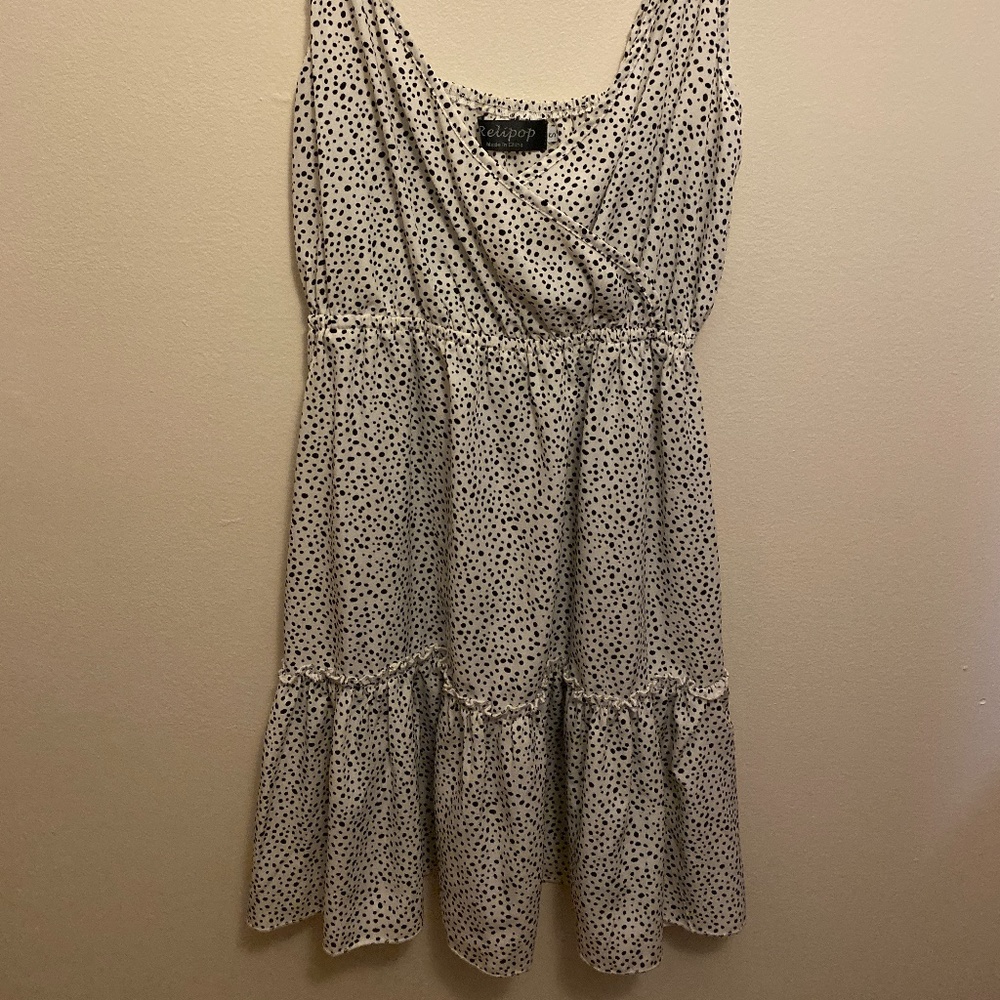 Relipop Black & White Polkadot Spaghetti Strap Dress